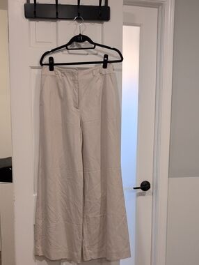 LOFT Wide-Leg Cream Trousers